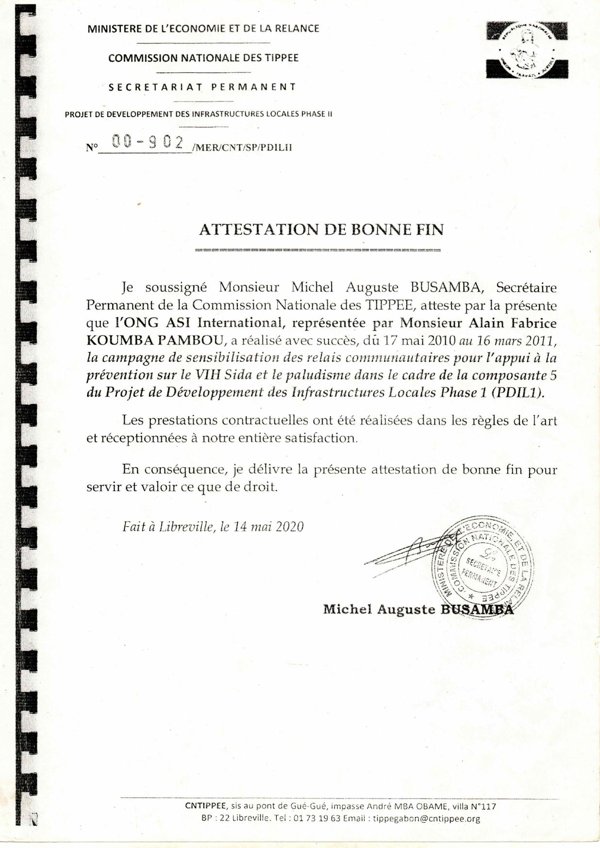 Attestation de bonne fin TIPPEE